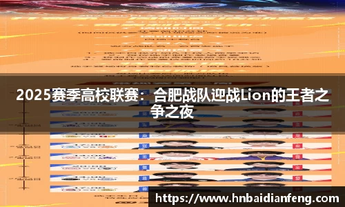 2025赛季高校联赛：合肥战队迎战Lion的王者之争之夜